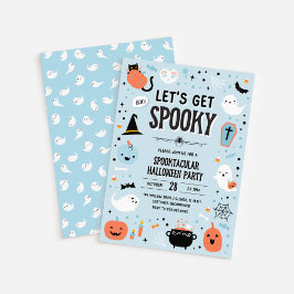 Blått och Orange Halloween-inbjudan Inbjudningar