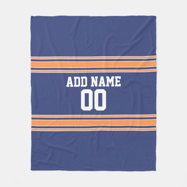 Blått och Orange Jersey Rand eget namn nummer Fleecefilt (Framsidan)