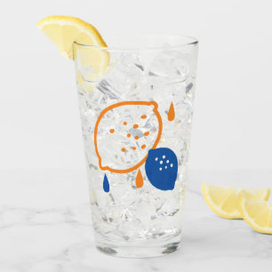 Blått och Orange Lemon Mönster-uppspelning - färsk Glaskopp