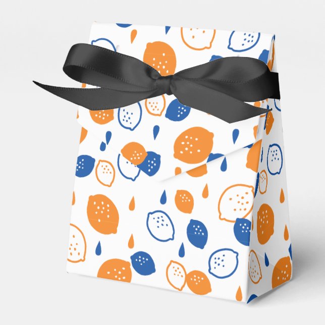 Blått och Orange Lemon Mönster-uppspelning - färsk Presentaskar (Framsidan Sidan)