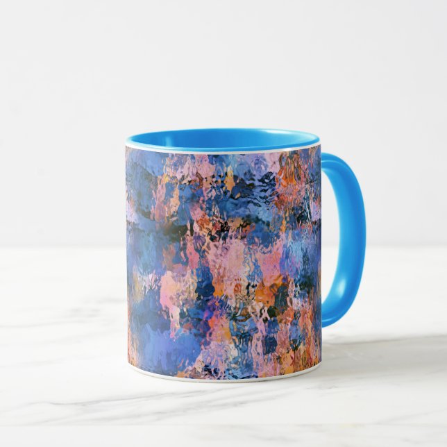 Blått och Orange Vatten Abstraction Mugg (Framsida höger)