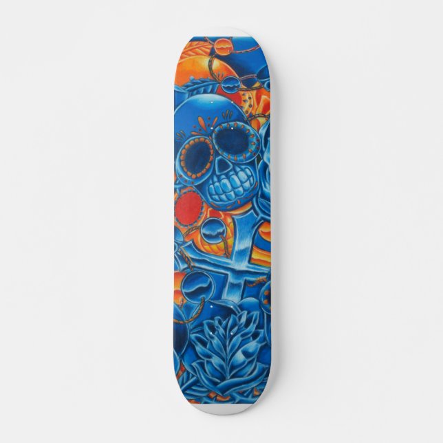 Blått- och orangedöskallarSkateboard Skateboard Bräda 20 Cm (Framsida)