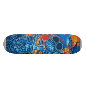 Blått- och orangedöskallarSkateboard Skateboard Bräda 20 Cm