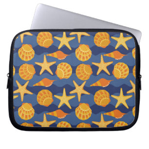 Blått- och orangesnäckskalmönster laptop sleeve