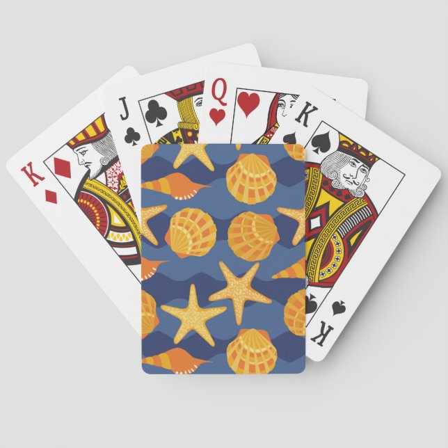 Blått- och orangesnäckskalmönster spel kort (Baksidan)