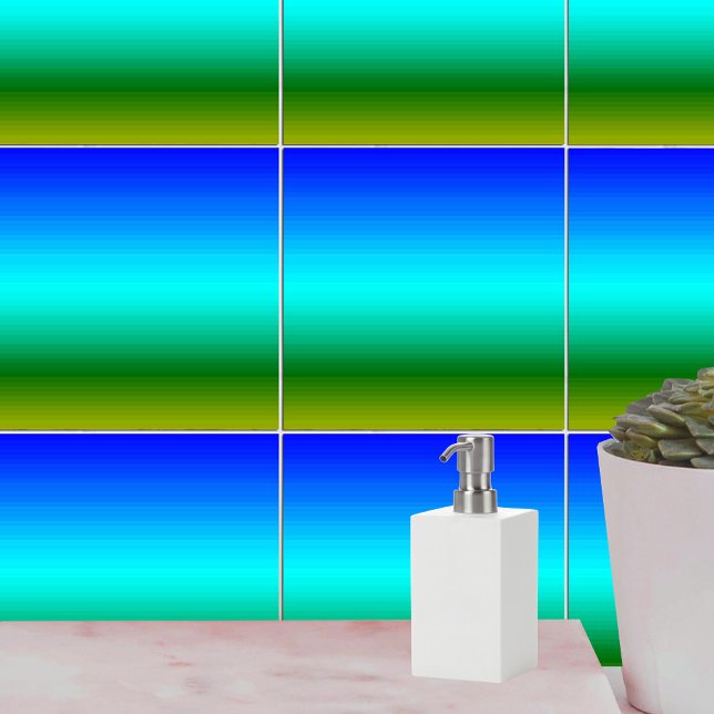 Blått och övertoning av Grönt och havs och Himlar Kakelplatta (Sea and Sky Blue and Green Gradient Tile)