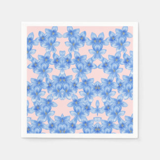Blått och persikafärgat blommigt mönsterpapper pappersservett