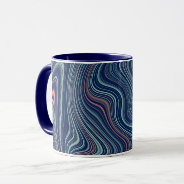 Blått och persikor Vågigt marbling Agate Abstracti Mugg (Framsida vänster)