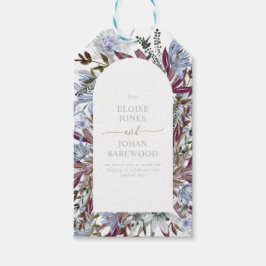 Blått och plommonvildblomma presentetikett