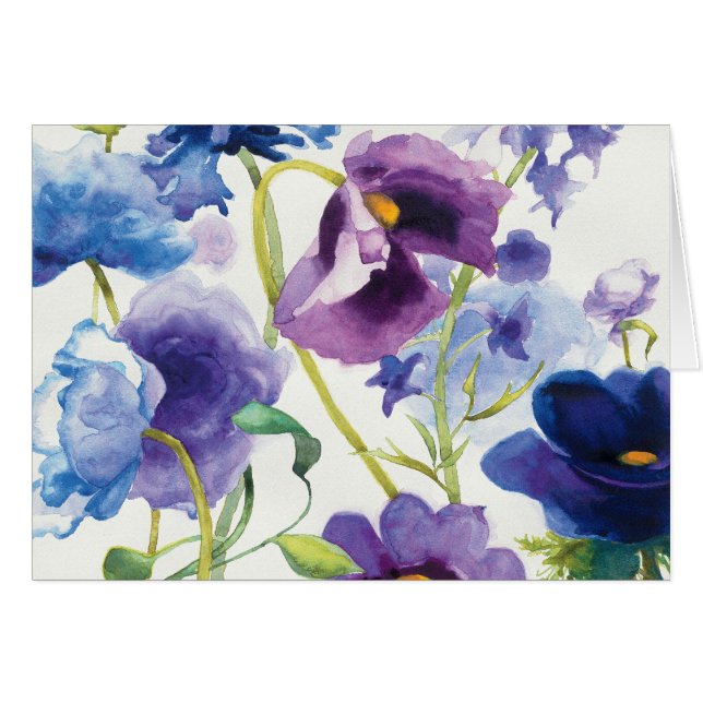 Blått och purpurfärgad blandad trädgård hälsningskort (Framsidan Horizontal)