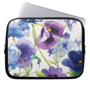 Blått och purpurfärgad blandad trädgård laptop sleeve