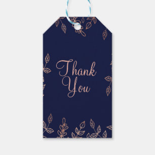 Blått och Ro Guld Glam Botaniska Elegant bröllop Presentetikett