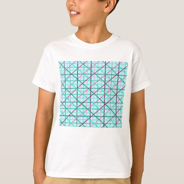 Blått och Ro kontrollerat Mönster T Shirt (Framsida)