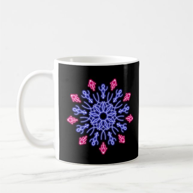 Blått och röd neonblomma kaffemugg (Vänster)