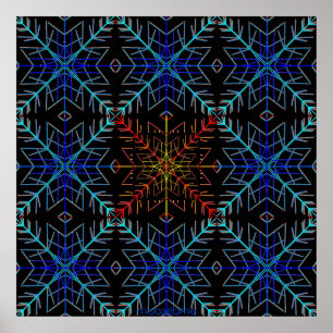 Blått och röda flingor 36x36 poster
