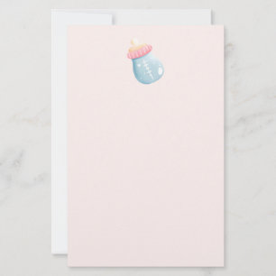 Blått och Rosa Baby Flaska Cute Brevpapper