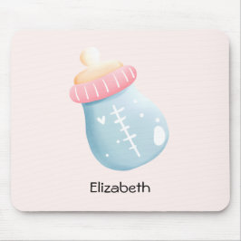 Blått och Rosa Baby Flaska Cute Musmatta