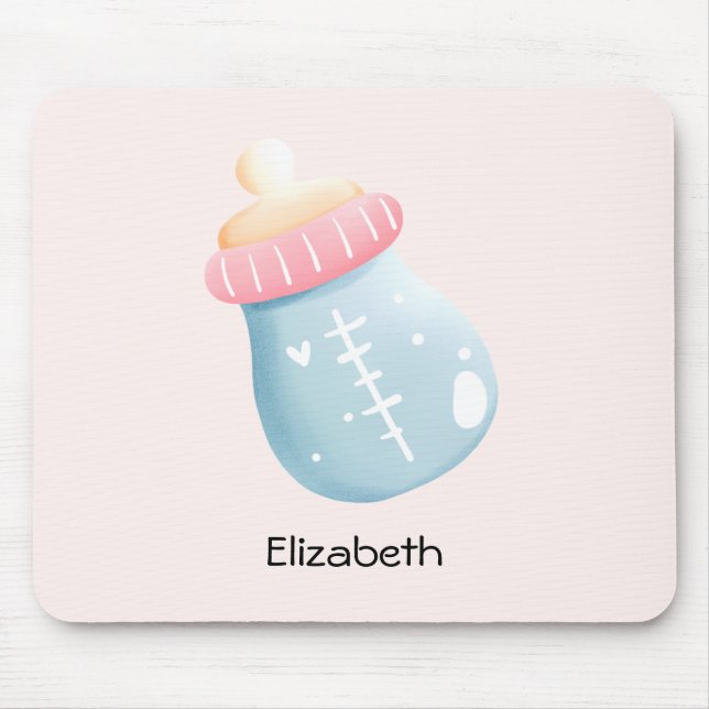 Blått och Rosa Baby Flaska Cute Musmatta (Framsidan)