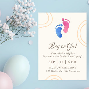 Blått och Rosa Baby-inbjudan till Gender för matar Inbjudningar