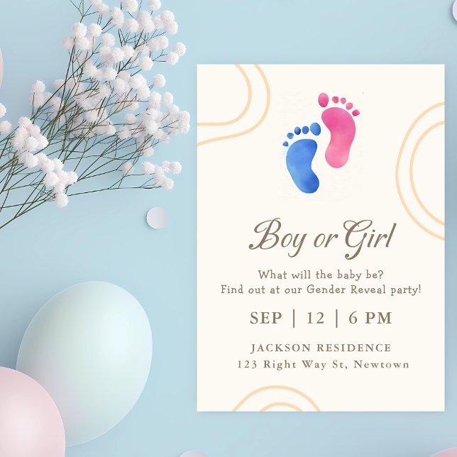 Blått och Rosa Baby-inbjudan till Gender för matar Inbjudningar (Skapare uppladdad)