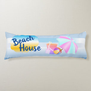 Blått och Rosa Beach House Cushion Kroppskudde
