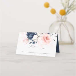 Blått och Rosa Blommigt Bröllop-platskort Placeringskort
