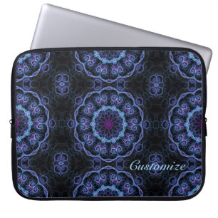Blått och Rosa Blommigt Fractal Mönster Laptop sle Sleeve