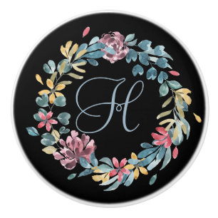 Blått och Rosa Blommigt Utandning Monogram Knopp