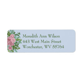 Blått och Rosa Bröllop Pastel Blommigt Vår Returadress Etikett