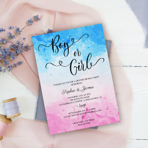 Blått och Rosa Gender för barn eller pojkar Inbjudningar