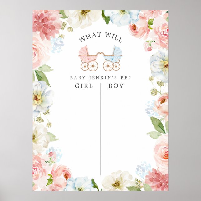 Blått och Rosa Gender - Poster röstskylt (Framsidan)