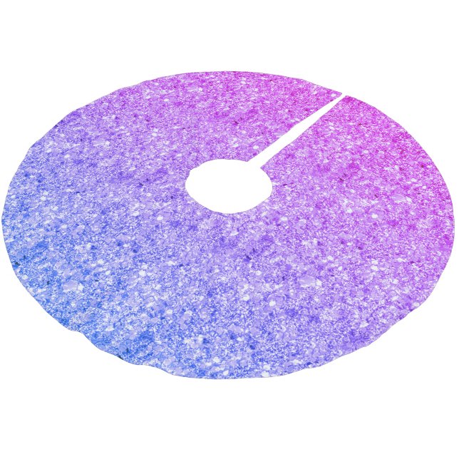 Blått och Rosa Glitter Mönster Julgransmatta Borstad Polyester (Vinklad)