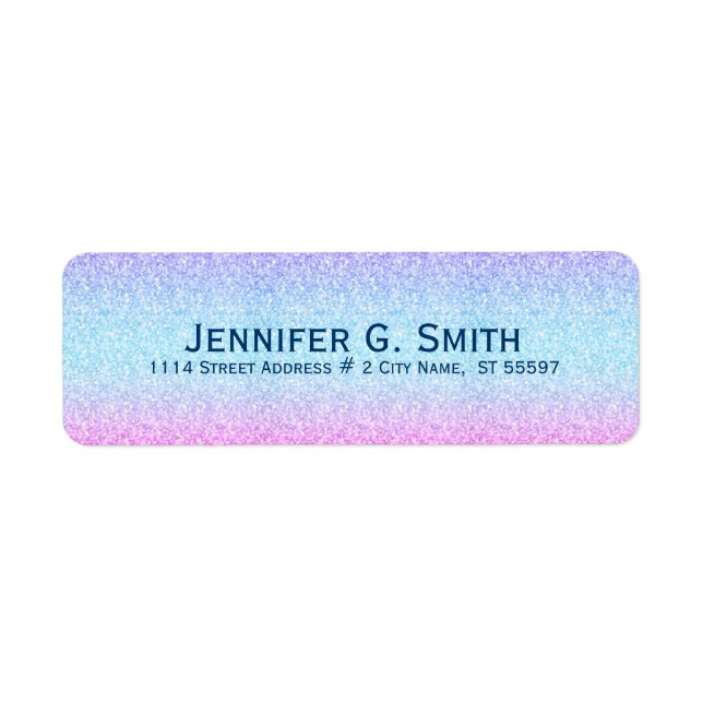 Blått och Rosa Glitter och miniatyrdiagram Returadress Etikett (Framsidan)
