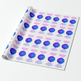 Blått och rosa godispappersinslagning presentpapper