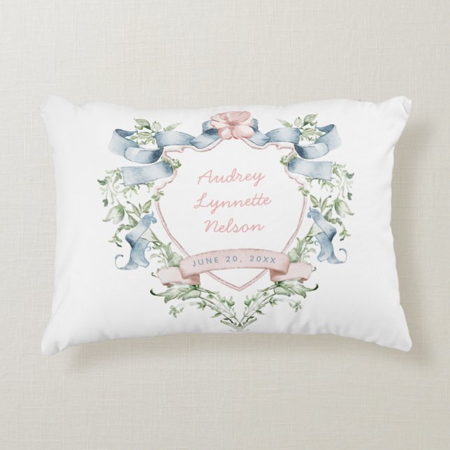 Blått och Rosa GrandMillennium Ribbon Vapensköld B Prydnadskudde (Framsidan)