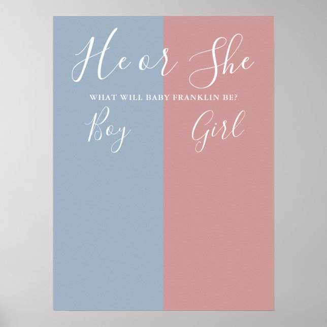 Blått och rosa könsbestämmande röstningsskylt poster (Framsidan)