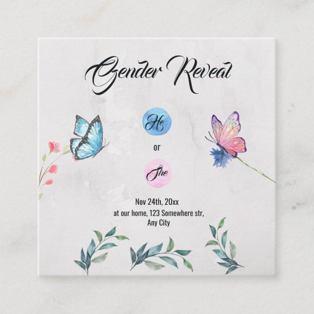 Blått och Rosa-kort för vattenfärgshölje Tilläggskort (Framsida)