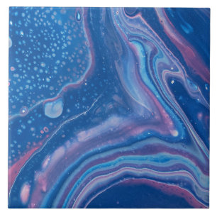 Blått och Rosa Marble Agate Abstraction Kakelplatta