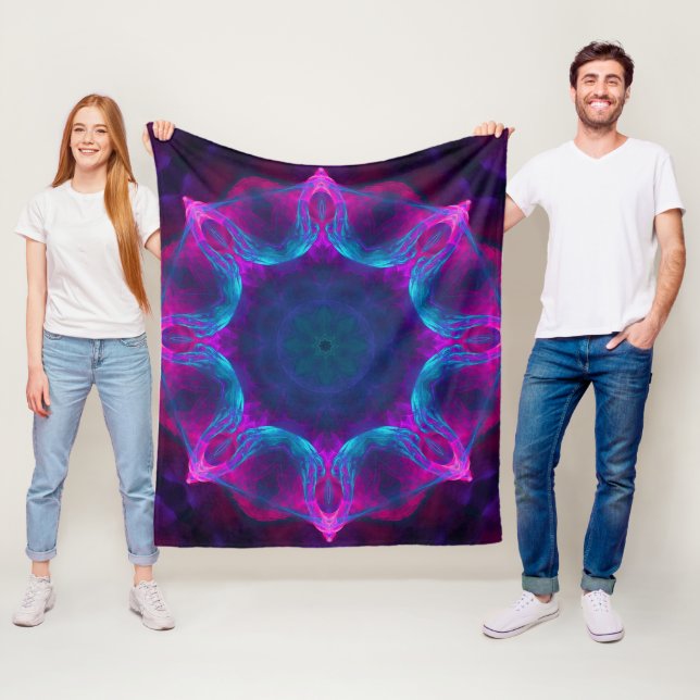 Blått och Rosa Neon Mörk Kaleidoscope-gradient Fleecefilt (På plats)