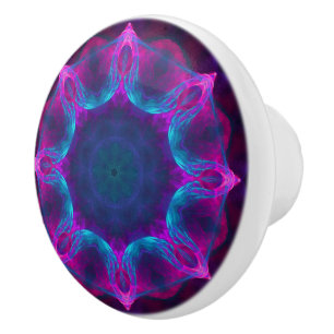 Blått och Rosa Neon Mörk Kaleidoscope-gradient Knopp
