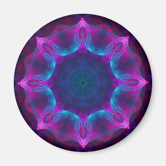 Blått och Rosa Neon Mörk Kaleidoscope-gradient Magnet (Framsidan)