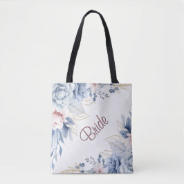 Blått och Rosa på White Bröllop Elegance Tygkasse
