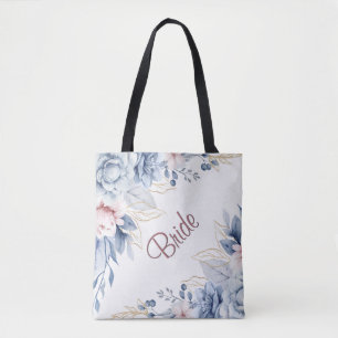 Blått och Rosa på White Bröllop Elegance Tygkasse