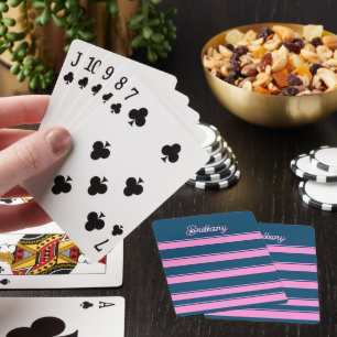 Blått och Rosa Rand Mönster Personlig Casinokort