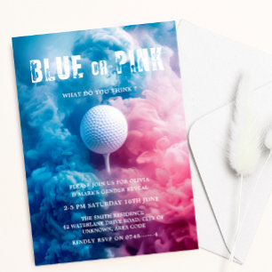 Blått och Rosa Rökning Golf Sport Gender Reveal Inbjudningar