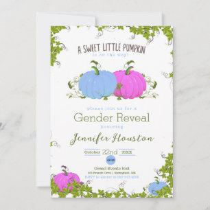 Blått och Rosa Söt liten pumpa Gender Reveal Kort