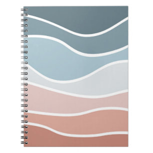 Blått och rosa stil vinkar design anteckningsbok