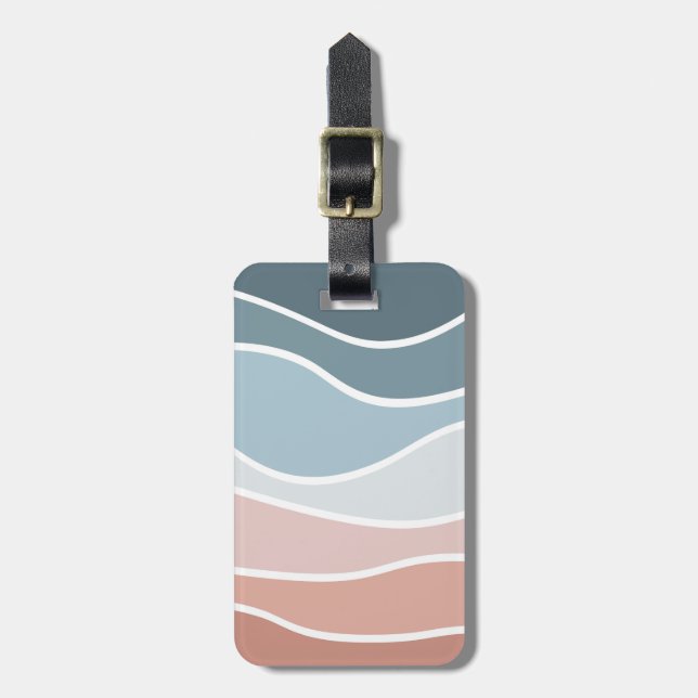 Blått och rosa stil vinkar design bagagebricka (Vertikal Framsida)