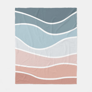 Blått och rosa stil vinkar design fleecefilt