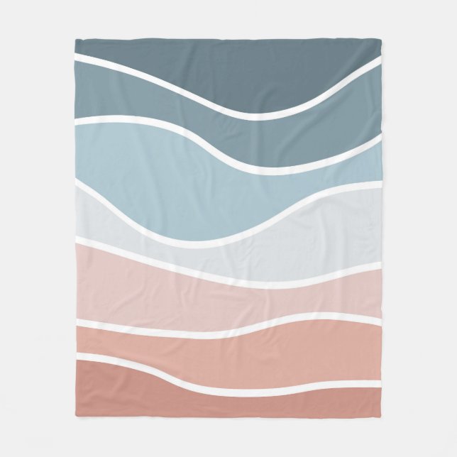 Blått och rosa stil vinkar design fleecefilt (Framsidan)